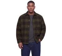 Langarmhemd "JJESOHO OLLIE OVERSHIRT LS SN PLS", Herren, Gr. 6XL, N-Gr, grün (olive night checks:check), Web, Obermaterial: 80% Polyester, 15% Polyacryl, 5% sonstige Fasern, JACK & JONES PLUSSIZE, kar