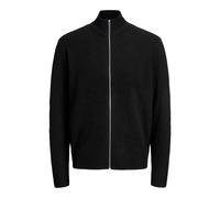 Strickjacke "JJSOHO OLLIE KNIT HIGH NECK ZIP C SN PLS", Herren, Gr. 3XL, schwarz, Strick, Obermaterial: 51% Polyester, 41% Polyacryl, 5% Wolle, 3% Elasthan, JACK & JONES PLUSSIZE, unifarben, relaxed f