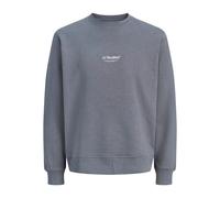 Sweatshirt "JJESOHO SWEAT CREW NECK NOOS PLS", Herren, Gr. 5XL, grau (turbulence), angeraute Sweatware, Obermaterial: 80% Baumwolle, 20% Polyester, JACK & JONES PLUSSIZE, bedruckt, regular fit normal,