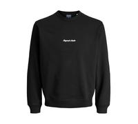 Sweatshirt JACK & JONES JUNIOR "JORNORREBRO EMB SWEAT CREW NOOS JNR", Jungen, Gr. 128, schwarz, angeraute Sweatware, Obermaterial: 89% Baumwolle, 11% Polyester, unifarben, relaxed fit normal, Rundhals