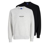 JACK & JONES Sweatshirt Herren 2er-Pack - Langarm, Rundhals, ohne Kapuze Pullover, weiche Innenseite, aus Polyester & Baumwolle Pulli