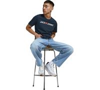 Jack & Jones Herren-T-Shirt Jjecorp Logo Tee Rundhals Slim Fit Blau XS