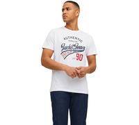 JACK&JONES Herren T-Shirt, 3er Pack - JJETHAN TEE CREW NECK, Vintage Logo, Baumwolle Weiß/Marineblau/Schwarz XL