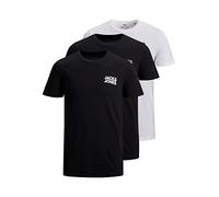 JACK & JONES T-Shirt Logo O-Neck T-Shirt, Packung mit 3 Stück Mix4 (Weiß, Schwarz Blau), XXL