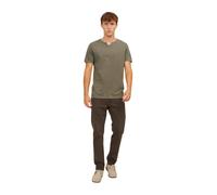 JACK & JONES Herren Basic T-Shirt V-Ausschnitt Kurzarm Jersey Baumwolle Shirt mit Knöpfen JJESPLIT, Farben:Grün, Größe:L