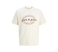 JACK&JONES - JJEDOVER PRINT TEE SS CREW NECK SN antique white - Gr. - XL