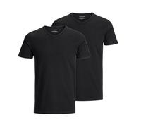 T-Shirt JACK & JONES "V-Neck", Herren, Gr. XXL, schwarz, Jersey, Obermaterial: 100% Baumwolle, unifarben, normal, V-Ausschnitt, Shirts T-Shirt (19559901-XXL) schwarz