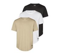 JACK & JONES Tshirt Herren lang geschnitten Set 100% Bio-Baumwolle Regular Fit JJENOA 3er Pack Rundhals Kurzarm Sommer Organic Basic Tee Shirt, Größe:3XL, Farbe:Pack 1 (Black/White/Crockery)