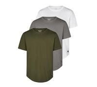 JACK & JONES Tshirt Herren lang geschnitten Set 100% Bio-Baumwolle Regular Fit JJENOA 3er Pack Rundhals Kurzarm Sommer Organic Basic Tee Shirt, Größe:M, Farbe:Pack 2 (White/Castlerock/Forest Night)