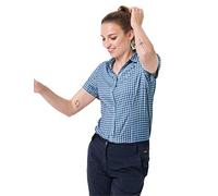 Jack Wolfskin Damen Bluse Kepler Shirt Women Schnelltrocknend Leicht Alltag Reise Bluse, Ocean Wave Checks, S, 1401723-7919002