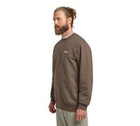 Langarmshirt JACK WOLFSKIN "ESSENTIAL CREWNECK M", Herren, Gr. S (48), braun (cold, coffee), Oberstoff: 100% BAUMWOLLE ; Kontrastmaterial 1: 95% BAUMWOLLE, 5% ELASTHAN; Kontrastmaterial 2: 100% BAUMWO
