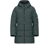 Steppmantel JACK WOLFSKIN "FROZEN PALACE LONG JKT W RDS", Damen, Gr. XL, grün (sago palm), Obermaterial: 100% Polyester. Futter: 100% Polyester, hüftbedeckend, Mäntel Steppmantel, mit Kapuze, wärmeiso