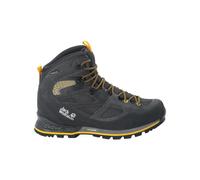 Trekkingschuh JACK WOLFSKIN "FORCE CREST TEXAPORE MID M", Herren, Gr. UK65-EU40, Normalschaft, schwarz (schwarz, burlygelbxt), Oberstoff: Synthetik; ;Obermaterial 2: Textile; Futter: Texapore Ecospher