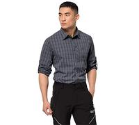Jack Wolfskin Herren RAYS FLEX SHIRT M schnelltrocknendes Outdoor Hemd Langarm, Ebony Checks, XL