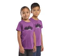 T-Shirt JACK WOLFSKIN "HIKING GRAPHIC T KIDS", Jungen, Gr. 164, lila (print, freesia), Obermaterial: 100% POLYESTER, Shirts T-Shirt (26351115-164) print, freesia