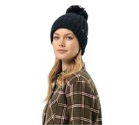 Jack Wolfskin Strickmütze Highloft Knit Beanie mit Bommel - nachtblau Damen, Größe S