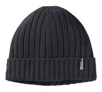 Jack Wolfskin Strickmütze Rib Knit Beanie (Fleece-Futter) schwarz, Größe OneSize