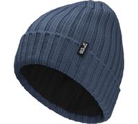 Beanie JACK WOLFSKIN "RIB KNIT BEANIE", Herren, Gr. onesize, blau (galapagos), Obermaterial: 50% Polyacryl, 50% Wolle, Mützen Beanie, Strickmütze, warm, winddicht (79585421-0) galapagos