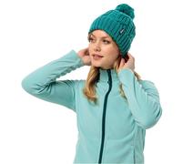 Jack Wolfskin Strickmütze Pompom Beanie (Fleece-Futter) - petrol Damen, Größe OneSize