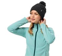 Jack Wolfskin Strickmütze Pompom Beanie (Fleece-Futter) - schwarz Damen, Größe OneSize