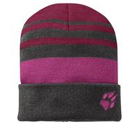 Jack Wolfskin Unisex Kinder Stripy Knit Beanie M TZE, Dark Ruby, S EU
