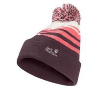 Jack Wolfskin Unisex Kinder Stripy Pompom K Beanie-Mütze, Amaranth, S EU