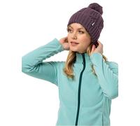 Bommelmütze JACK WOLFSKIN "POMPOM BEANIE", Damen, Gr. ONE SIZE, lila (midnight, plum), Materialmix, Mützen (50284168-0) midnight, plum