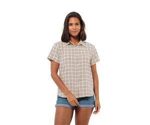 Jack Wolfskin Wanderbluse Febla Shirt (feuchtigkeitsregulierend, atmungsaktiv) Kurzarm sandbraun Damen, Größe M