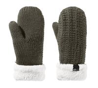 Jack Wolfskin Winterhandschuhe (Fäustling) Highloft Knit Mitten (aus weichem Sherpafleece, warm) mossgrün Damen, Größe M
