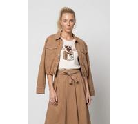Kurzjacke MONARI "Jacke Lyocellmix", Damen, Gr. 36, hellbraun, Web, Obermaterial: 58% Lyocell, 39% Baumwolle, 3% Elasthan. Futter: 100% Baumwolle, unifarben, regular fit kurz, Rundhals, eingesetzt 1-K