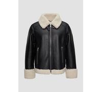 Jacke aus Lederimitat mit Teddyplüsch 46 schwarz 2154871.9999.46
