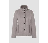 Wolljacke S.OLIVER, Damen, Gr. 40, schwarz (grau, schwarz), Web, Obermaterial: 70% Polyester, 30% Wolle. Futter: 100% Polyester, unifarben, gerade hüftbedeckend, Rundhals, Jacken, mit Stehkragen und K