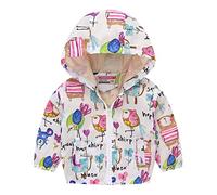 Jacke Baby Junge Kinder Jacken Kapuzen Sweatjacke Kapuzenjacke Cartoon süß Aufdruck Jungen Winddicht Mantel Windjacke Übergangsjack Frühling Herbst Outwear Softshelljacke (White, 4-5 Years)