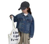 Jacke Baby Mädchen - Mädchen Jeansjacke Langarm Freizeitmantel mit Buchstabendruck auf der Rückseite Lockere Passform Stickerei Cartoon Bär Revers Kinder Oberbekleidung für Frühling Herbst