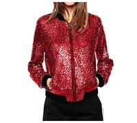 Jacke Damen Elegant Kurz Sakko Übergangsjacke Elegant Jacken Glitzer Jacke Damen Festliches Outfit Bikerjacke mit Reißverschluss Übergangsjacke Pailletten Cardigan Party Fasching Karneval Kostüm #1