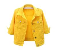 Jacke Damen Kurz Elegant - Schwarze Jeansjacke Damen Kurz Übergangsjackjean Stretchy Langarm Motorradjacke Trucker Jacke Mit Tasche Jean Denim Jacken Mantel Frühling Jeansjacken/Sommerjacke