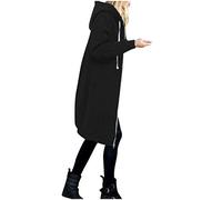Jacke Damen Trenchcoat Langer Herbst Winter Mantel Trenchcoat Warm Slim Langer Jacken Overcoat Oberbekleidung Mode Einfarbig Reißverschluss Damenmantel Wollmantel Windjacke (2-Black, XXL)