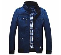 Jacke Herren Casual Slim Fit Multi Pocket Stehkragen Punk Jacke Frühling Übergangsjacke Mode Komfort Moderne Performance Herrenjacke Mit Reißverschluss E-Navy L