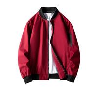 Jacke Herren Übergangsjacke Outdoorjacke Reißverschluss Bomberjacke Herbstjacke Fleece Gefüttert Collegejacke mit Tasche Herrenjacken Blouson Ohne Kapuze Leicht Collegejacke Softshelljacke Lila xxl l