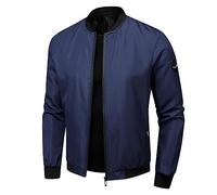 Jacke Herren Übergangsjacke Outdoorjacke Reißverschluss Bomberjacke Herbstjacke Fleece Gefüttert Collegejacke mit Tasche Herrenjacken Blouson Ohne Kapuze Leicht Collegejacke Softshelljacke Lila xxl l