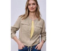 Kurzjacke STREET ONE, Damen, Gr. 44, safari beige, Stoff, 100% Lyocell, unifarben, normal normal, Rundhals, Bündchen, Jacken Kurzjacke, mit Brusttasche (23425138-44) safari beige