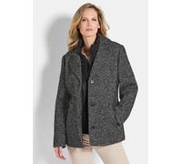 Kurzjacke GOLDNER "Kurzgröße Moderne Wolljacke mit Steppeinsatz", Damen, Gr. 21, schwarz-weiß (schwarz, weiß, gemustert), Obermaterial: 90% Polyester PES. 10% Wolle mw., gerade, Jacken Kurzjacke, Mit