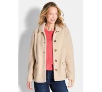 Kurzjacke GOLDNER "Strickjacke mit dezenter Wabenstruktur", Damen, Gr. 54, beige, Obermaterial: 79% Polyester PES. 19% Polyamid PA. 2% metallisierte Fasern MTF., Jacken Kurzjacke, kuschelweiche Jersey