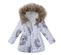 Jacke Mantel Für Mädchen, Warm Mit Kapuzen Parka Winterjacke, Kinder Print Cartoon Drucken Winddichter Warmer Outwear (Pony,120cm)