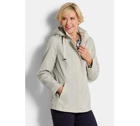 Kurzjacke GOLDNER "Outdoor-Jacke mit Kapuze", Damen, Gr. 50, beige (stein), Obermaterial: 100% Polyester PES., gerade, Jacken Kurzjacke, Ziersteppungen an Schulter und verdeckter Leiste (65826462-50)