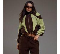 Jacke mit hohem Kragen, Kontrastfarbe, besticktem "M"-Logo, Borg-Jacke, nur Oberteil, Herbst, Winter, Coolgirl, gemütlich, süß, draußen, Entdecker, Fr