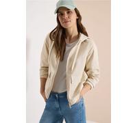 Kurzjacke CECIL, Damen, Gr. L (42), pearl beige, Stoff, 55% Baumwolle, 45% Lyocell, unifarben, comfort fit normal, ohne Ausschnitt, Bündchen, Jacken Kurzjacke, mit Kapuze mit Tunnelzugband (63095003-L