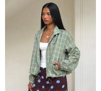 Jacke mit Karomuster, überschnittenem Schulterdesign und Kordelzugsaum