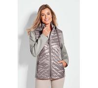 Kurzjacke GOLDNER "Steppjacke mit abnehmbarer Kapuze", Damen, Gr. 46, beige (stein), Obermaterial: 60% Polyester PES. 40% Polyamid PA., Sonstiges, Jacken Kurzjacke, Kontrastfarbige Blenden und Details