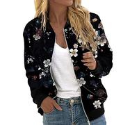 Jacke Sommer Damen Kurze Schwarz Festival Fliegerjacke Sportlich Hemdjacke Pilotenjacke Frühjahr Womens Damenbekleidung Jacken Bomberjacke Sport Leichte Sommermantel Schwarz XL